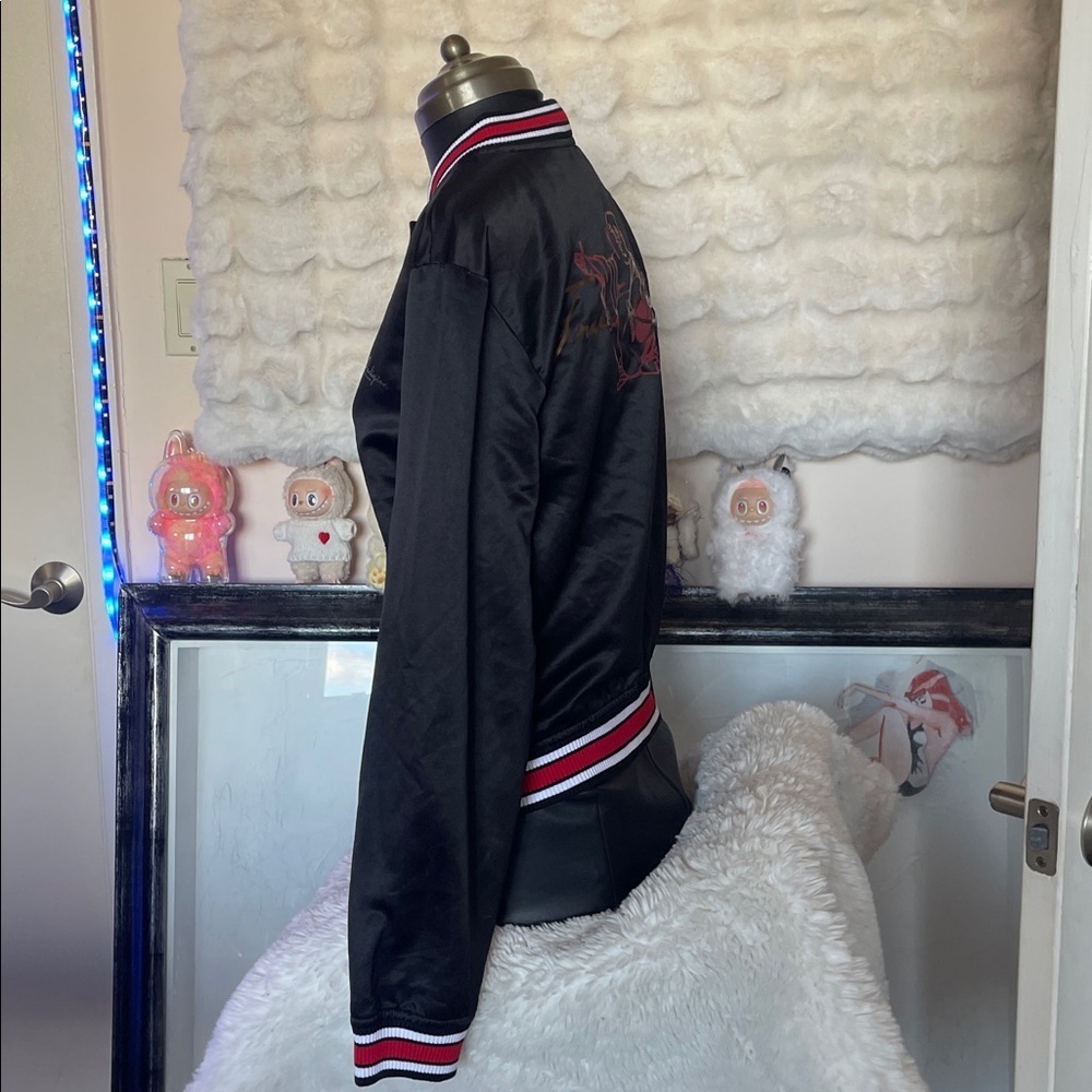 True Religion Black Varsity Jacket with Red and White Trim nwt - Picture 4 of 10